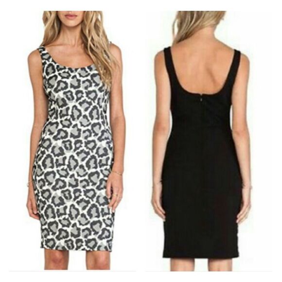 Diane von Furstenberg Black and White Cheetah Print Dress Size 4 - Picture 1 of 9